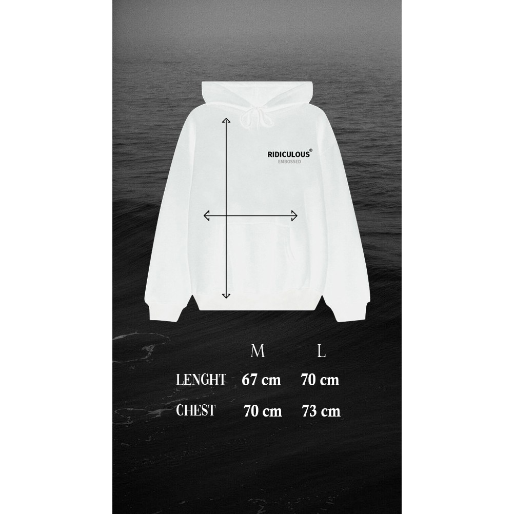 Áo Hoodie Đen Ridiculous Thêu Nổi 100% Nỉ Cotton