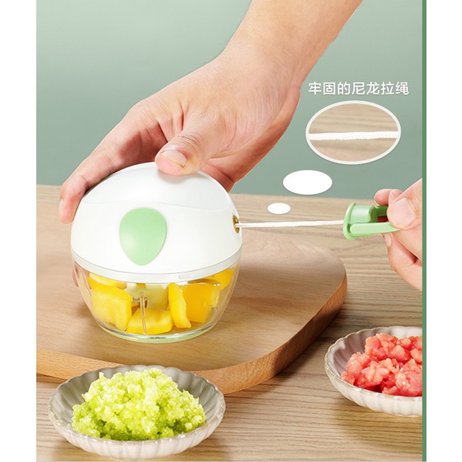 Máy xay tỏi ớt mini cầm tay dây rút tiện dụng dễ dàng vệ sinh