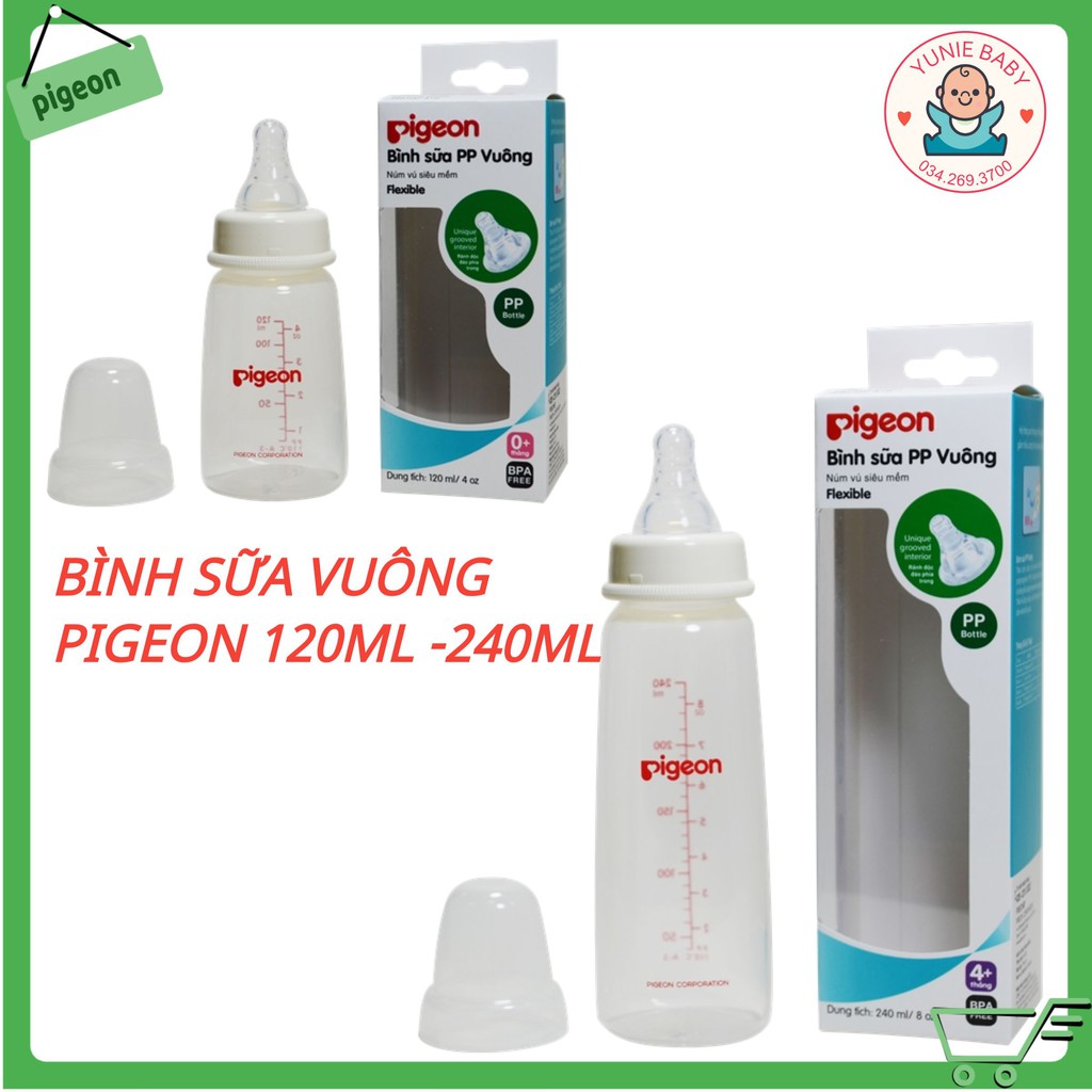 [CHÍNH HÃNG]Bình sữa PP Vuông cao cấp cổ hẹp 120ml- 240ml