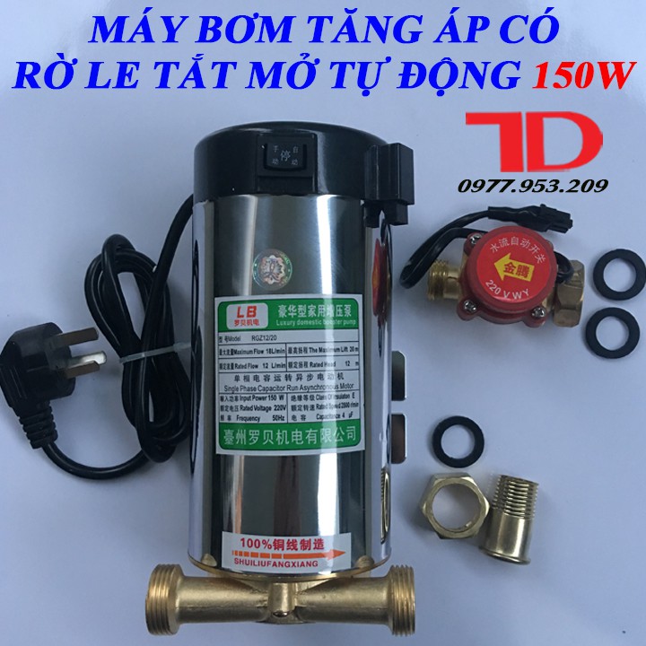 Máy Bơm Tăng Áp Có Rờ Le Tắt Mở Tự Động 150W