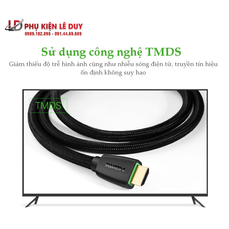 Cáp HDMI 2.0 bọc lưới Ugreen 40414, 40416 dài 10M - 15M hỗ trợ 3D 4K ✔HÀNG CHÍNH HÃNG ✔
