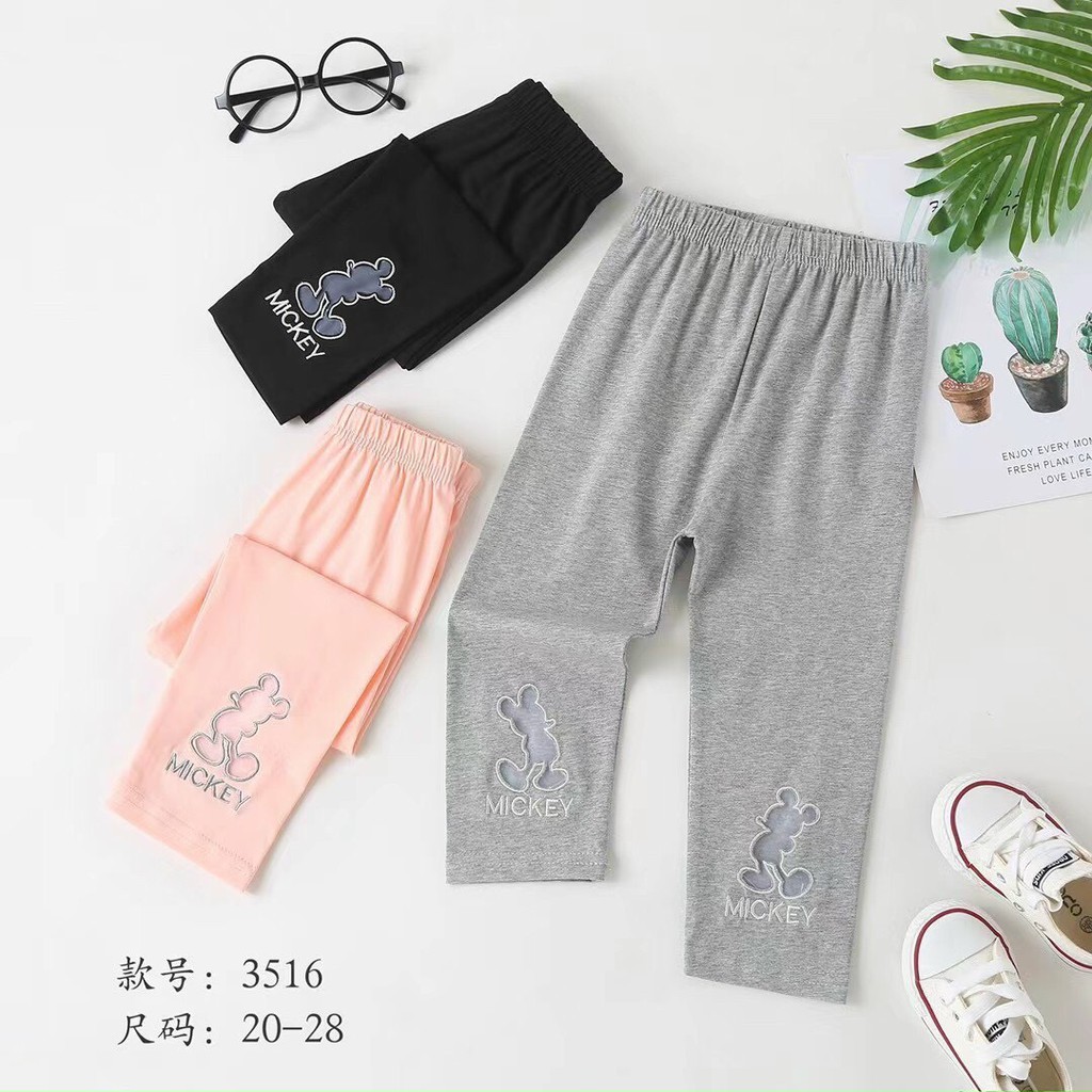 Quần legging lửng bé gái chất cotton co giãn 4c hàng có sẵn kèm video