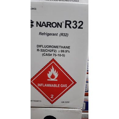 Môi chất Gas lạnh R32 thương hiệu  NARON bình chứa 3kg gas