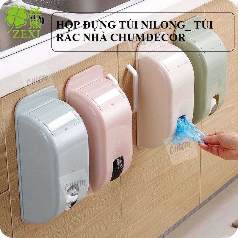 Hộp đựng túi nilong, túi đựng rác dán tường Việt Nhật , Hộp rút túi nilong dán tường tiện ích chumdecor NB21