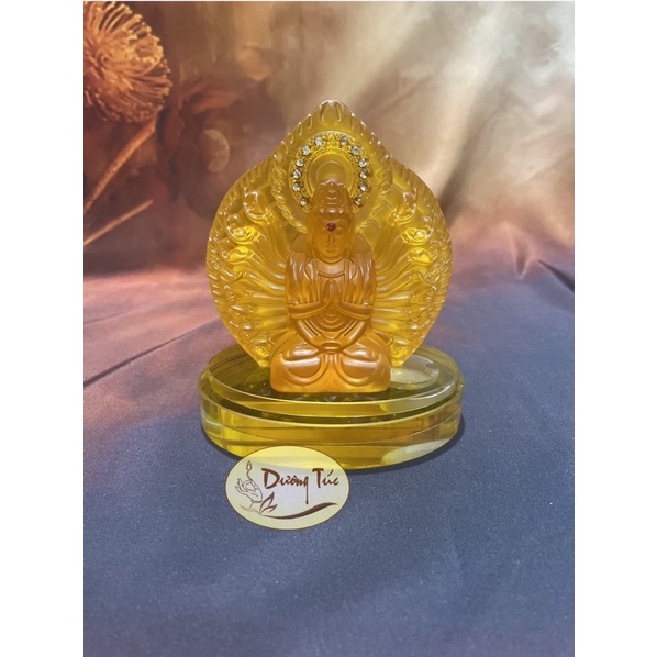 Tượng Phật Di Đà - Quan Âm - Chuẩn Đề ( tượng lưu ly ) hai mặt để xe hơi - ô tô