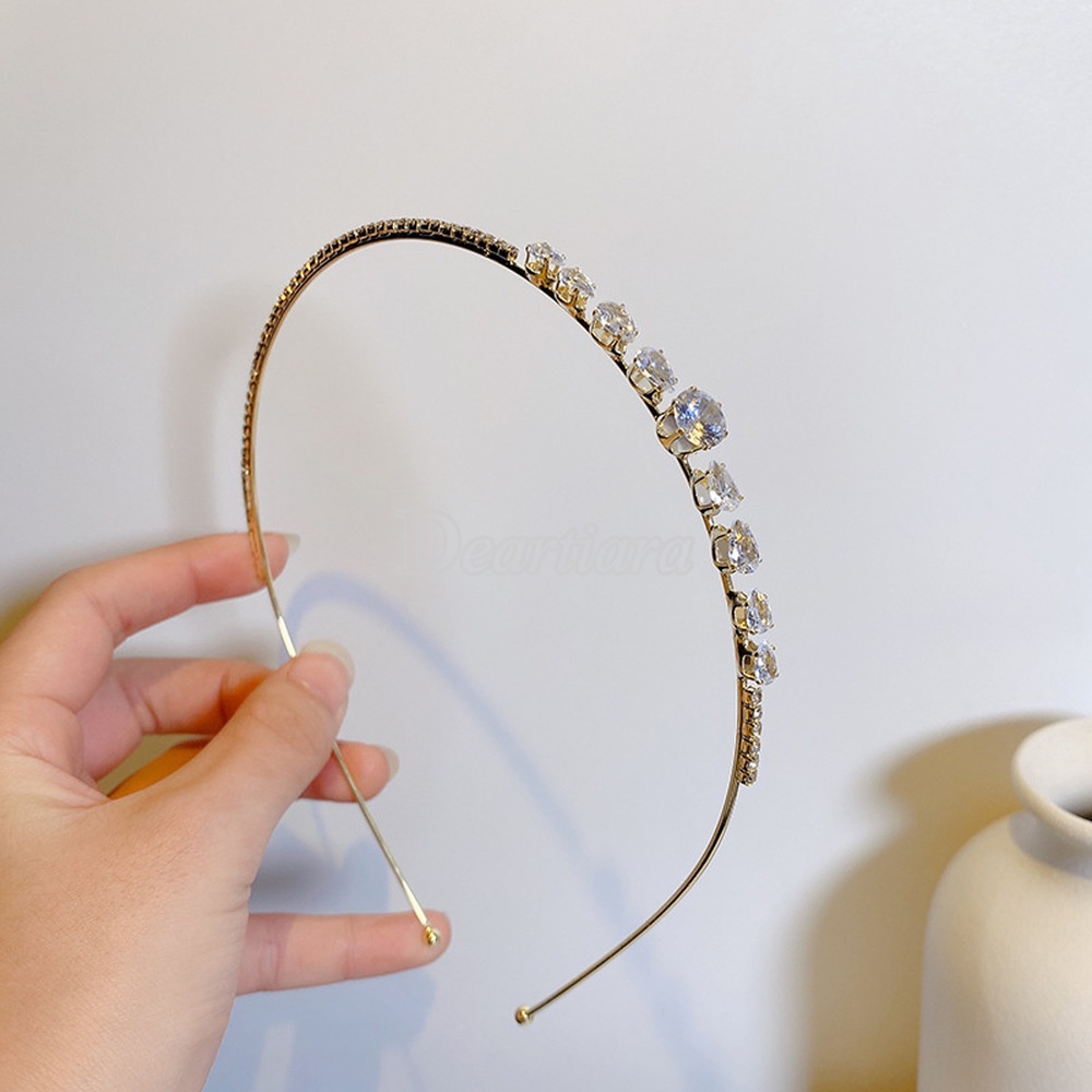 Băng Đô Cài Tóc Đính Đá Thiết Kế Đơn Giản Sang Trọng Cho Nữ