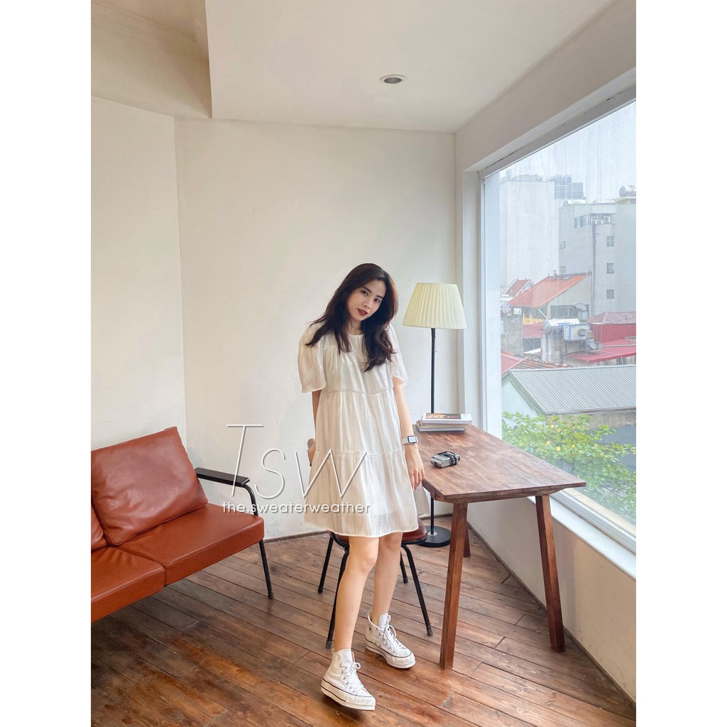 Váy babydoll xoè lụa bóng (Ảnh thật) | BigBuy360 - bigbuy360.vn