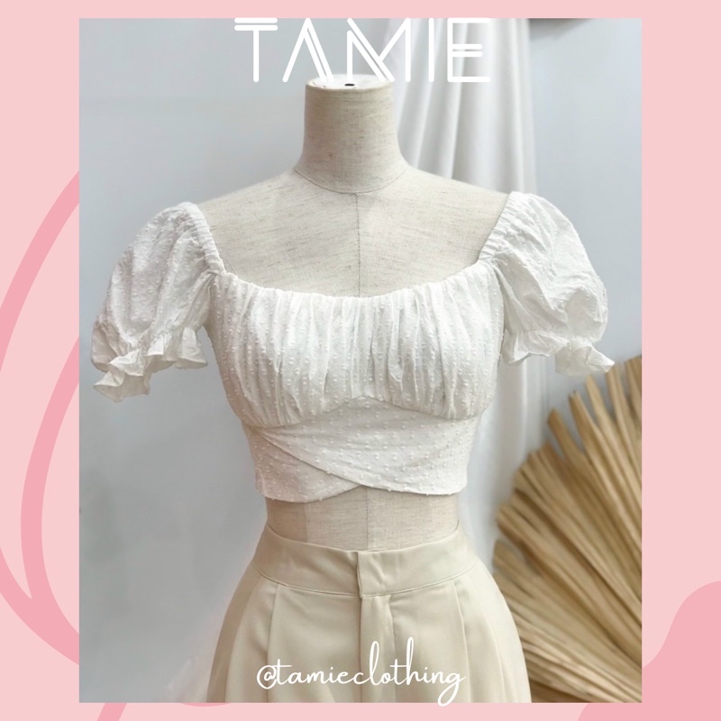 Áo Croptop XÔ BI TRẮNG NƠ LƯNG TAMIEclothing