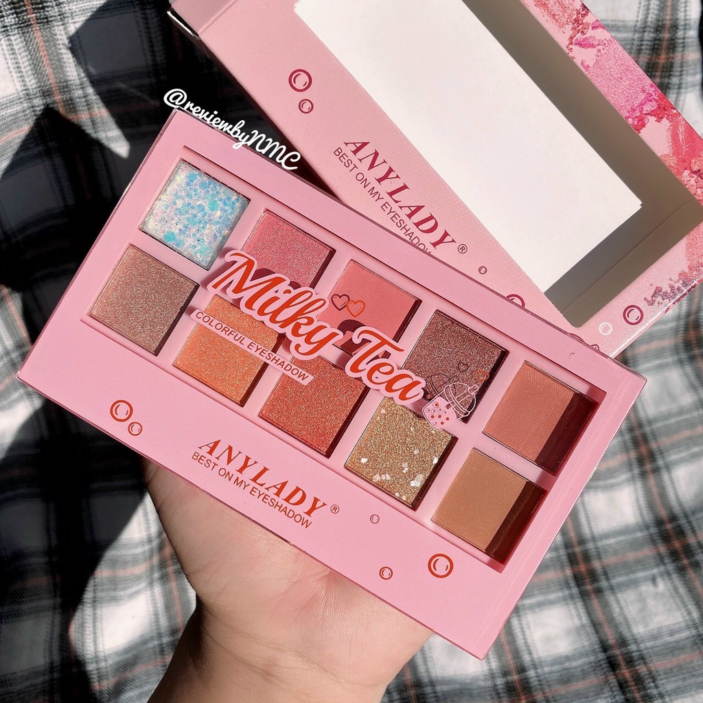 Bảng Phấn Mắt Kèm Cọ 10 Ô ANYLADY Milky Tea/ Coffee Love Eyeshadow &  ANYLADY  Cheese Happy Hoa Cúc