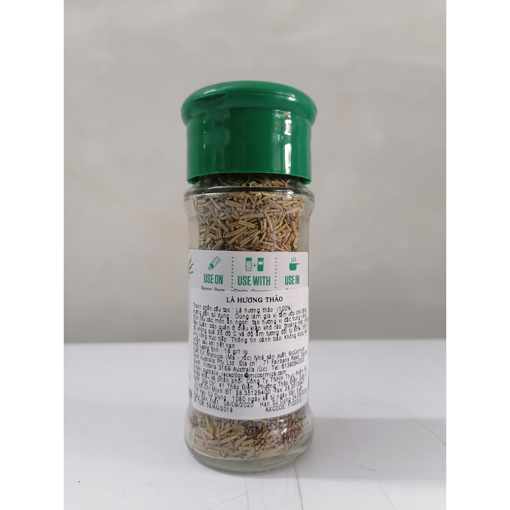 [Lọ nhỏ 18g - ROSEMARY LEAVES] LÁ HƯƠNG THẢO KHÔ (Gia vị thực phẩm) [Morocco] MCCORMICK (anm-hk)