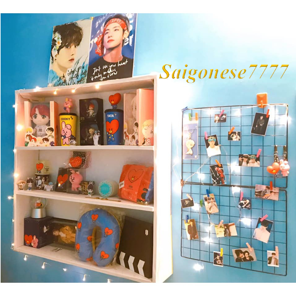 Combo Khung Hình Lưới Sắt+ Đèn Led Xài Điện Đèn Fairy Light Kẹp Hình Nghệ Thuật Trang Trí Decor Nhà