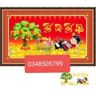 Tranh đính đá thần tài Tấn Lộc Tấn Tài 88x50cm