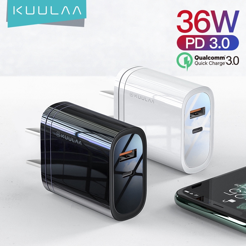 Củ sạc nhanh KUULAA 2 cổng USB 36W QC 3.0 tiện dụng khi đi du lịch