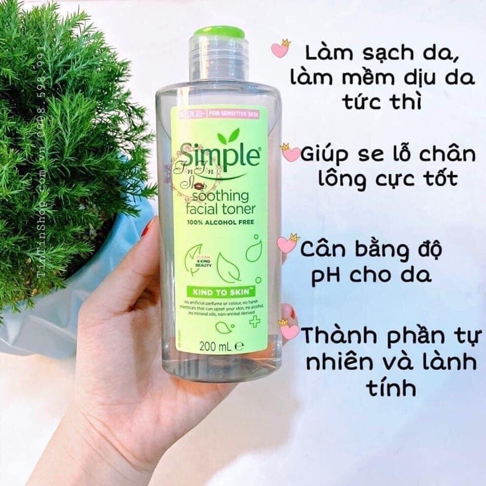 Nước hoa hồng Simple Kind To Skin Soothing Facial Toner