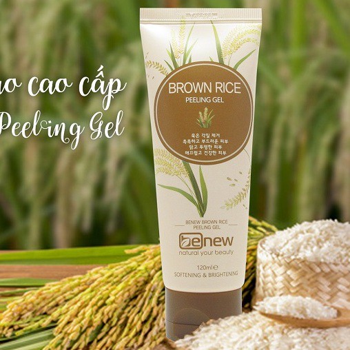 Tẩy da chết trắng da Benew Brown Rice Peeling Gel Hàn quốc tinh chất sữa gạo tự nhiên cho mặt và toàn thân 120ml/Hộp