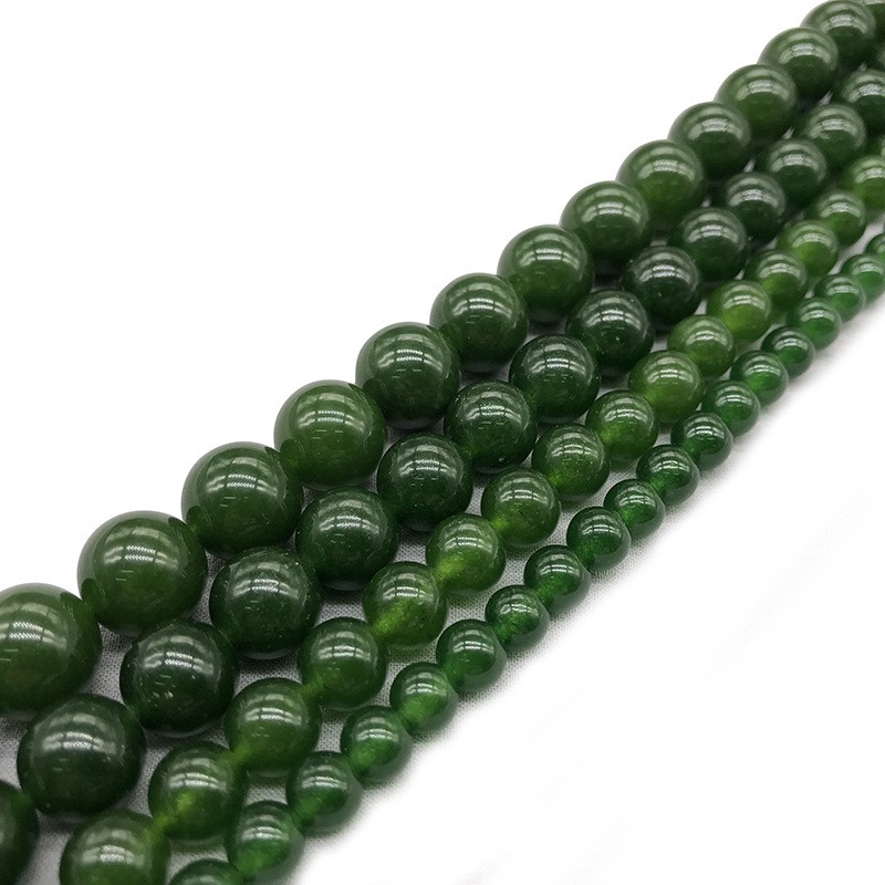 Chuỗi Hạt Đá Chalcedony Màu Xanh Lá Cây Đậm, Kích Cỡ 4-14mm