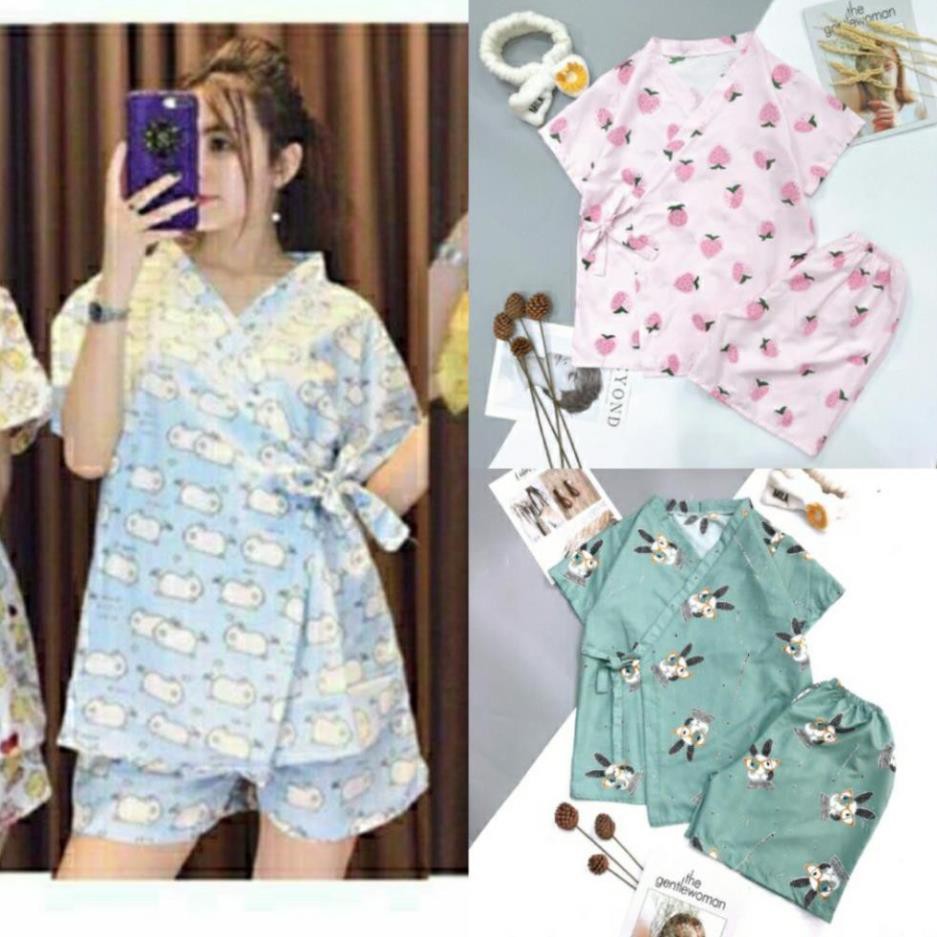 Mẫu mới về Bộ đồ ngủ quần cộc áo cộc yukata bộ đồ ngủ KIMONO siêu hot hit ‣ *