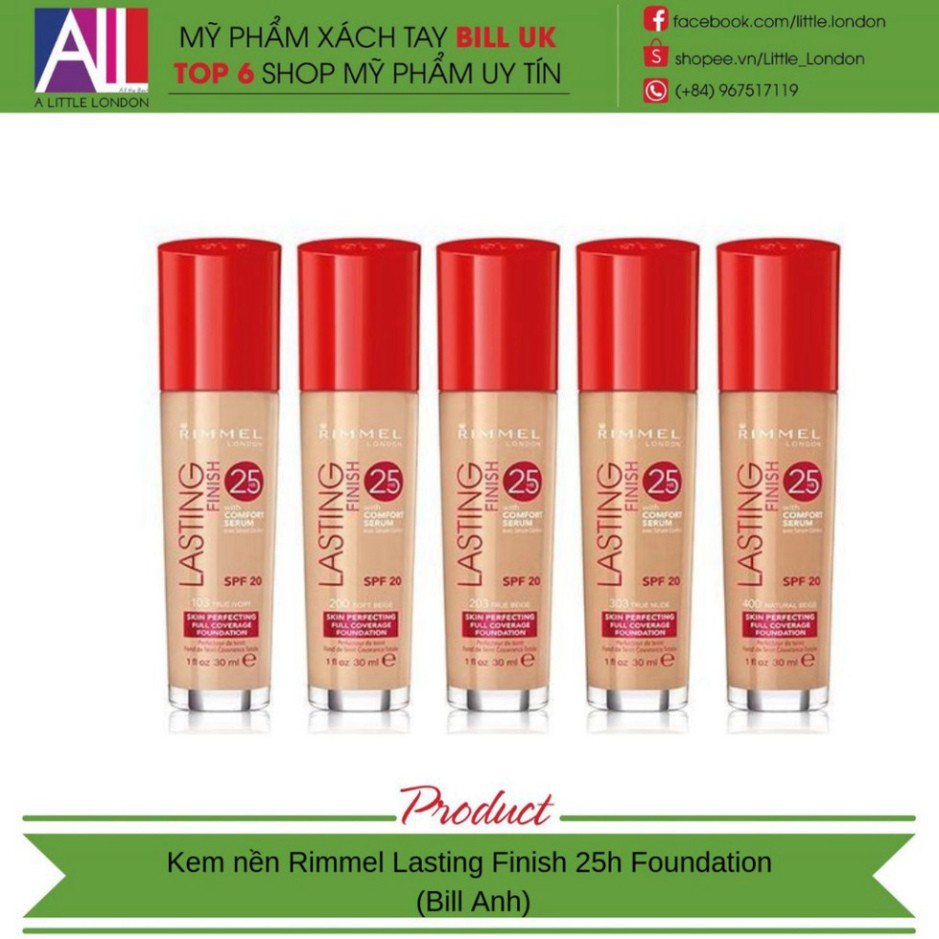 (thitun15) Kem nền Rimmel Lasting Finish 25h Foundation