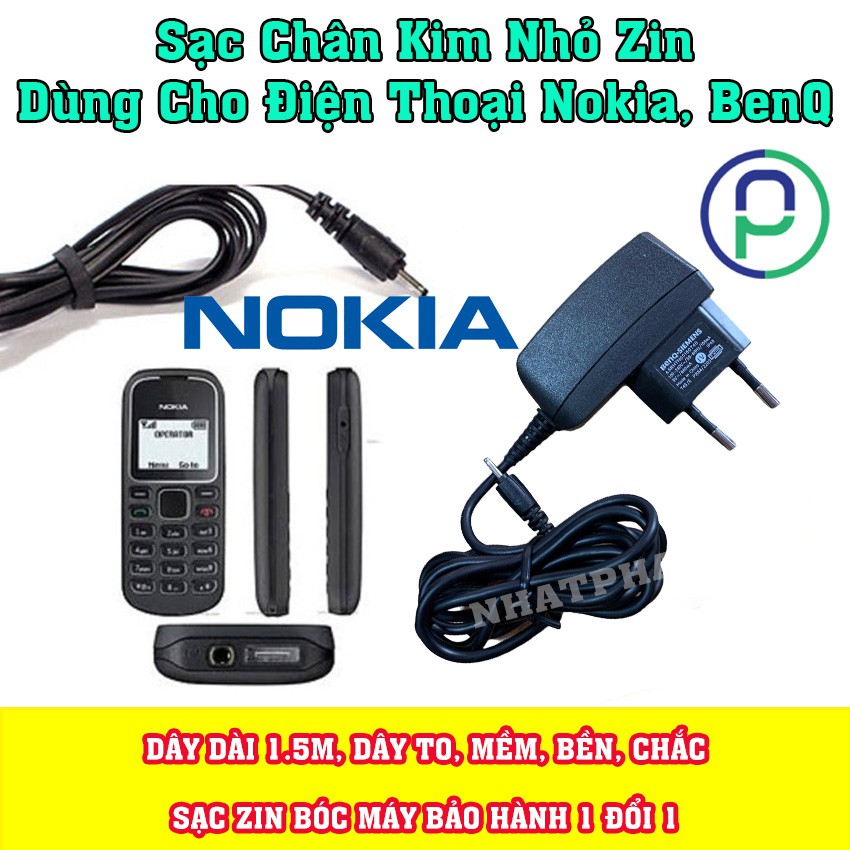 Cục Sạc Chân Kim Nhỏ Zin Điện Thoại Nokia, BenQ, Đen Trắng Dây Dài 1.5m