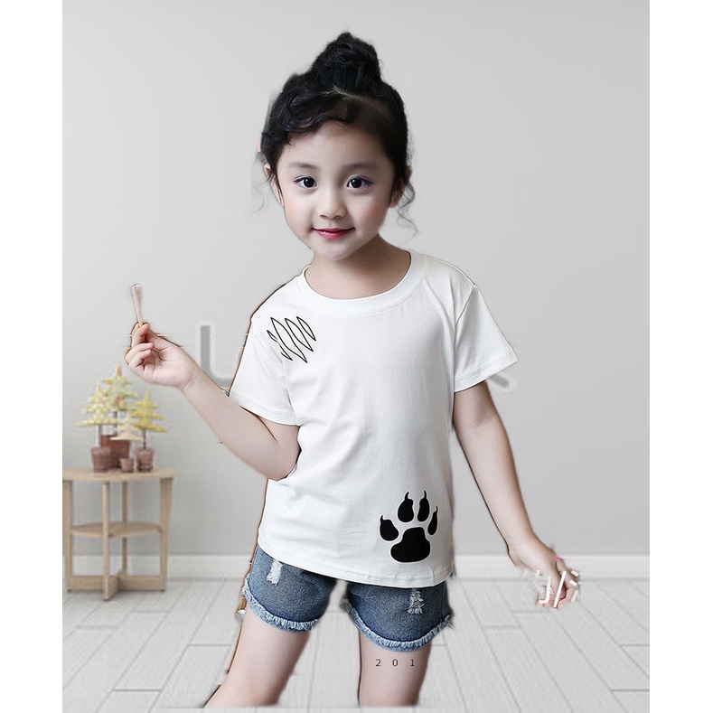 Áo thun bé gái tới size đại. Áo phông cotton cao cấp bé gái lớn size 15-36kg họa tiết in hình gấu sau lưng A100