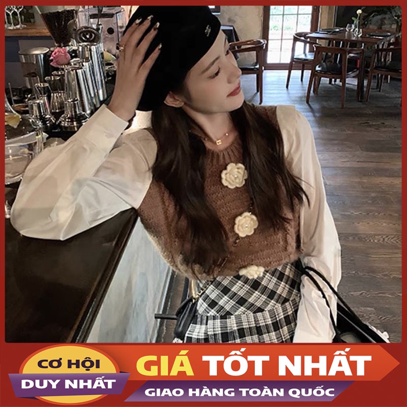 Áo Len Phối Tay 4 Bông Hoa Hàng Quảng Châu M0698-Violet
