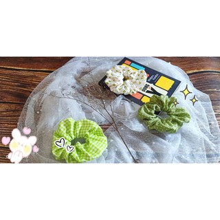 Scrunchies- Cột tóc Vải Scrunchies tông màu xanh lá