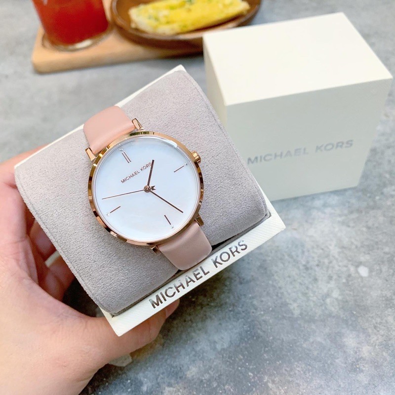 Đồng hồ nữ MICHAEL KORS chính hãng dây da hồng nữ tính model MK7106