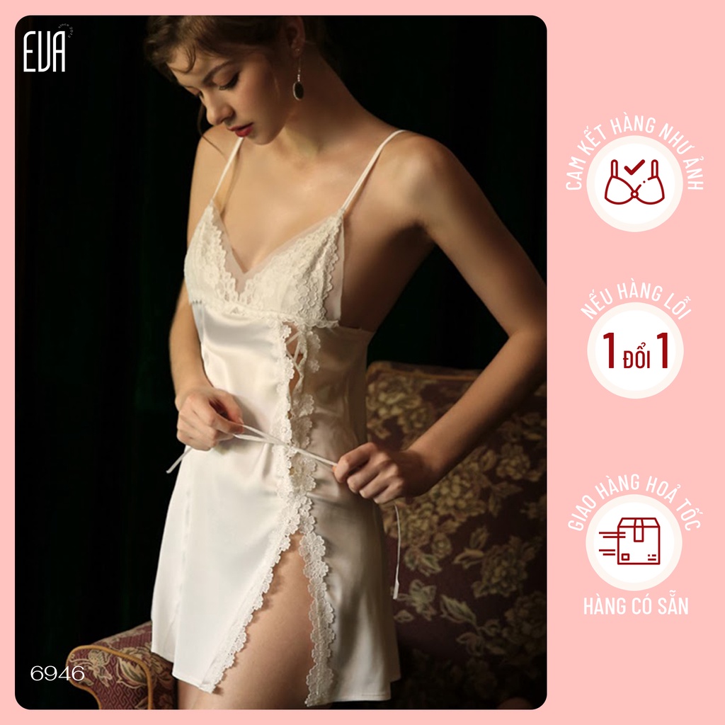Váy ngủ lụa 2 dây xẻ tà sexy 6946