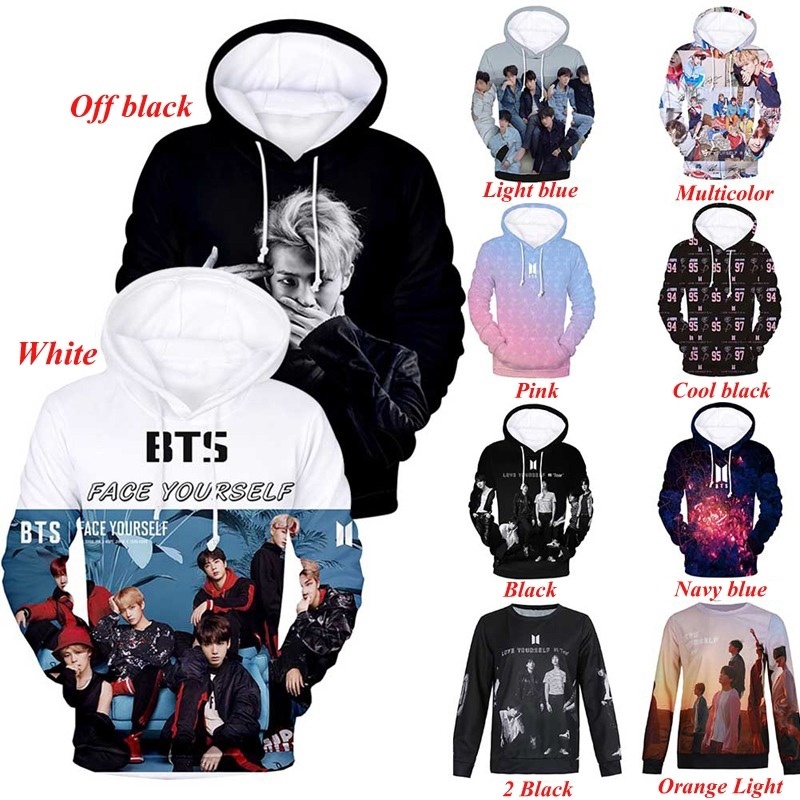 Áo Hoodie Unisex Tay Dài In Hình Bts 3d