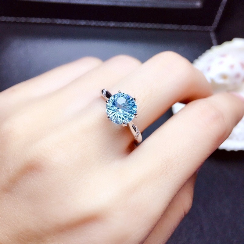 Nhẫn Mở Đính Đá Topaz Tự Nhiên Sang Trọng