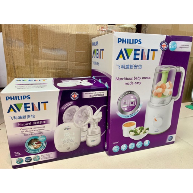 Combo Máy hút sữa hoa tuyết Phillip avent tặng máy xay hấp ăn dặm