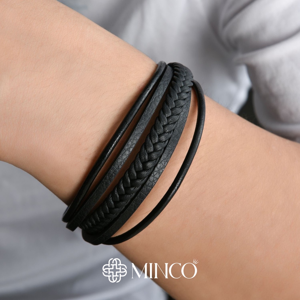 Vòng tay Leather Unisex Minco Accessories chất ngầu độc lạ phụ kiện thời trang đẹp phong cách Hàn Quốc VT49