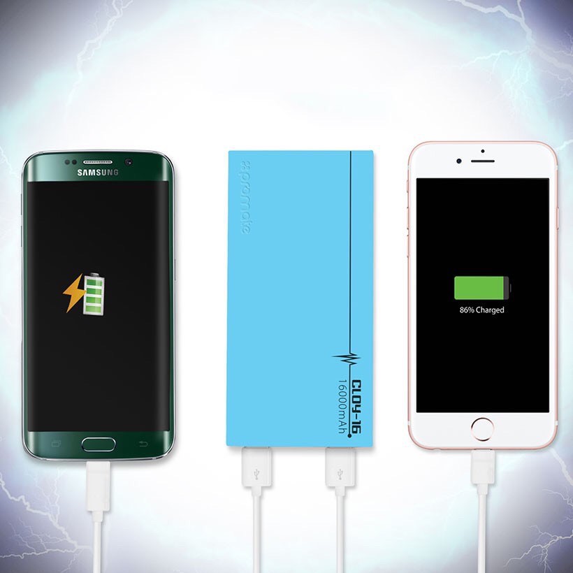 Pin Sạc Dự Phòng 16000mAh Promate CLOY-16 2 Cổng Sạc UltraFast (5V/4A) Tích Hợp Công Nghệ ShakeView