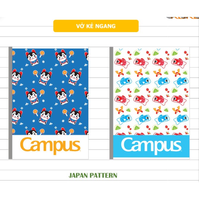 Vở kẻ ngang Campus 72 Trang JAPAN PATTERN, NB-BJAP72-2 (giao màu ngẫu nhiên)