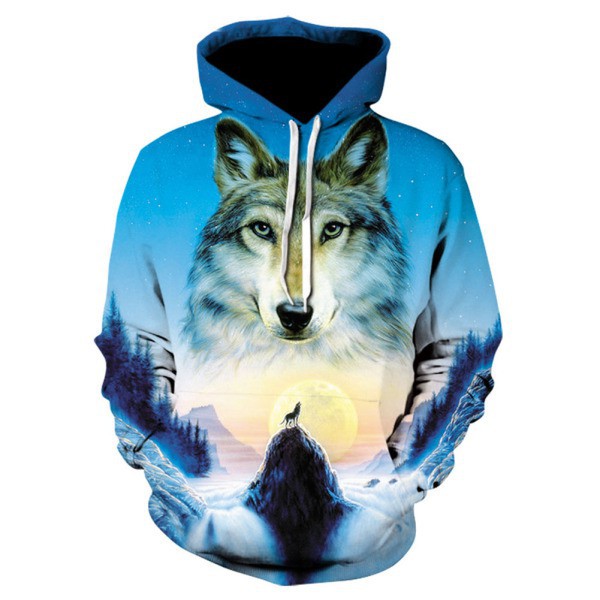 Áo hoodie dài tay in hình sói 3D thời trang dành cho cả nam và nữ