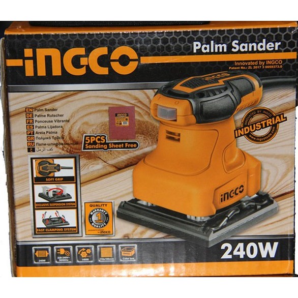 INGCO Máy chà nhám vuông 110mm x 100mm 240W Palm Sander PS2408