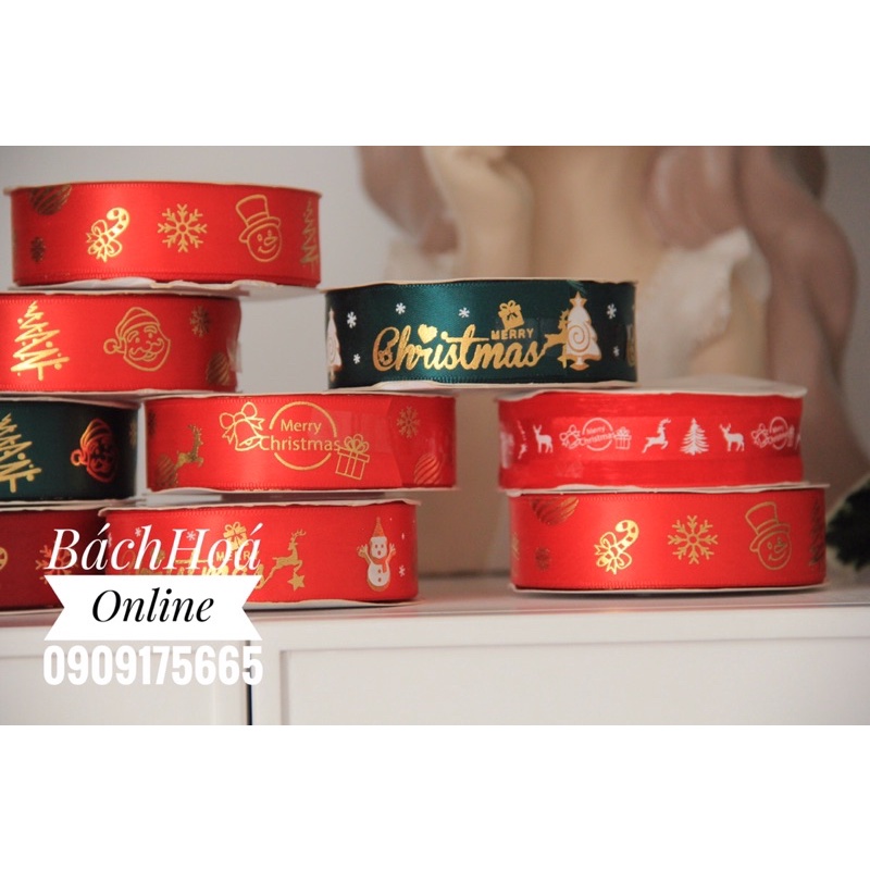 Ruy băng lụa Noel - Giáng sinh - 2.5cm