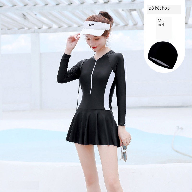 Korean Bigsize One-piece Long Sleeve Sexy Skirt Womens Swimwear | BigBuy360 - bigbuy360.vn