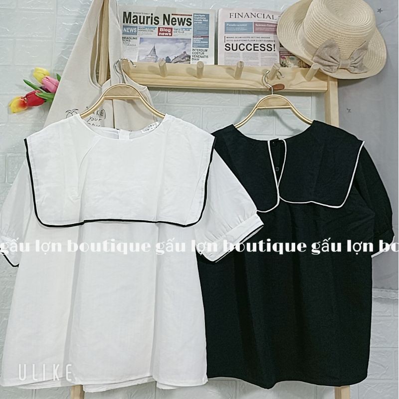 áo babydoll cộc tay cổ thủy thủ vintage ảnh thật