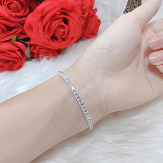Lắc bạc vòng tay full 1 hàng đá kim cương tấm nhân tạo xinh xắn Ac250,phụ kiện trang sức,Vàng bạc an chi