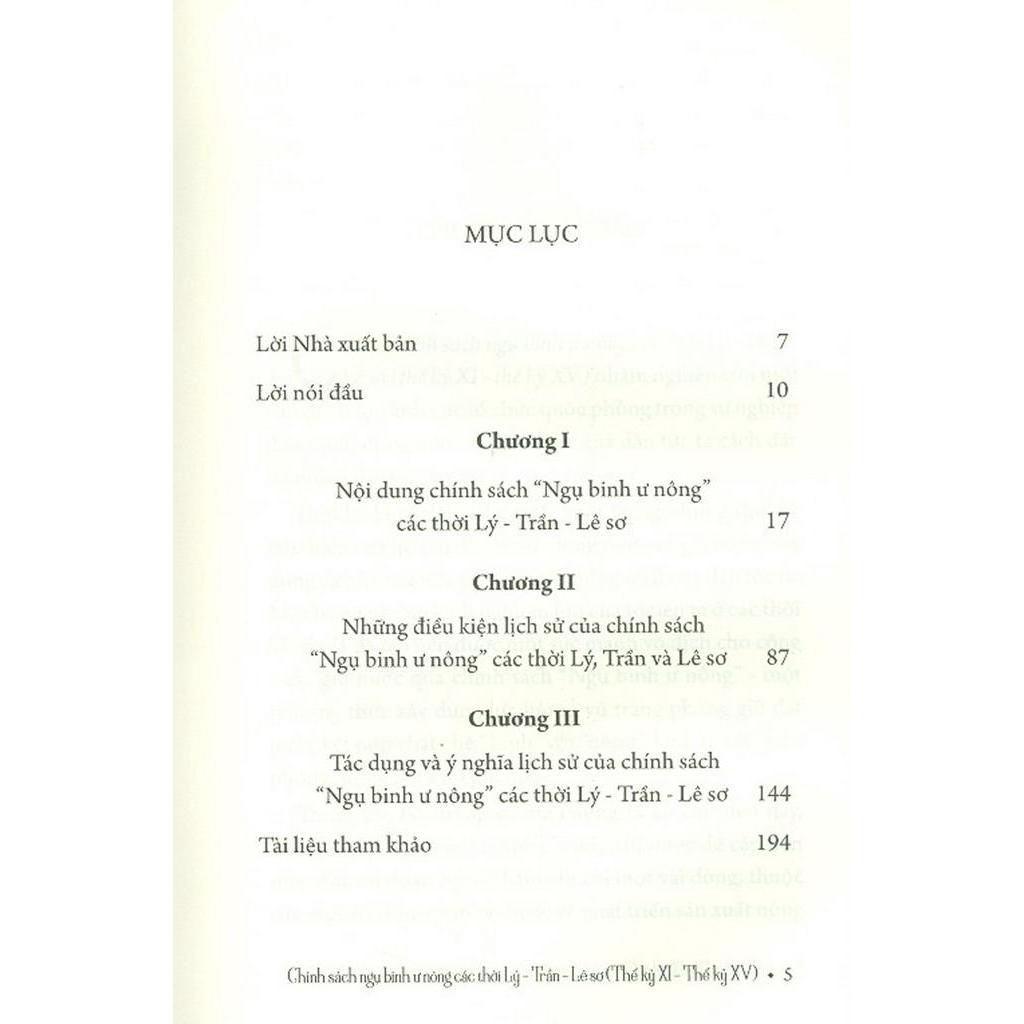 Sách Chính Sách Ngụ Binh Ư Nông Các Thời: Lý - Trần - Lê Sơ (Thế Kỷ XI - XV)