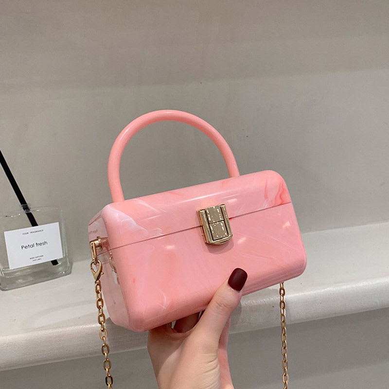 Túi IELGY màu acrylic có dây xích thời trang cho phụ nữ