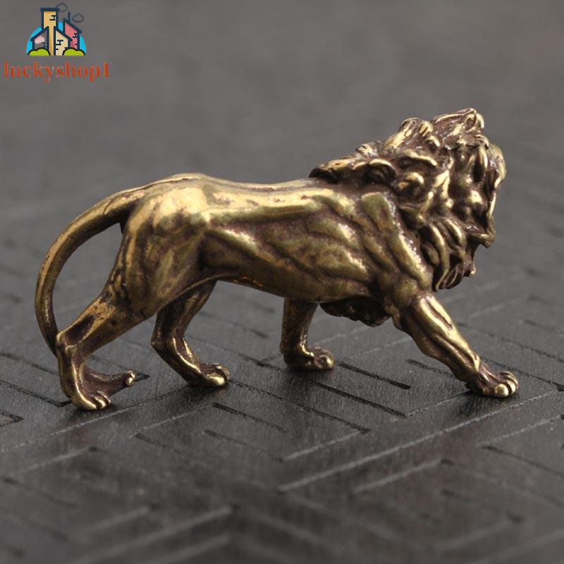 Ornament Brass Lion Home Ornaments Statue Decorate Mini Supplies Office Decor Figurine Animal