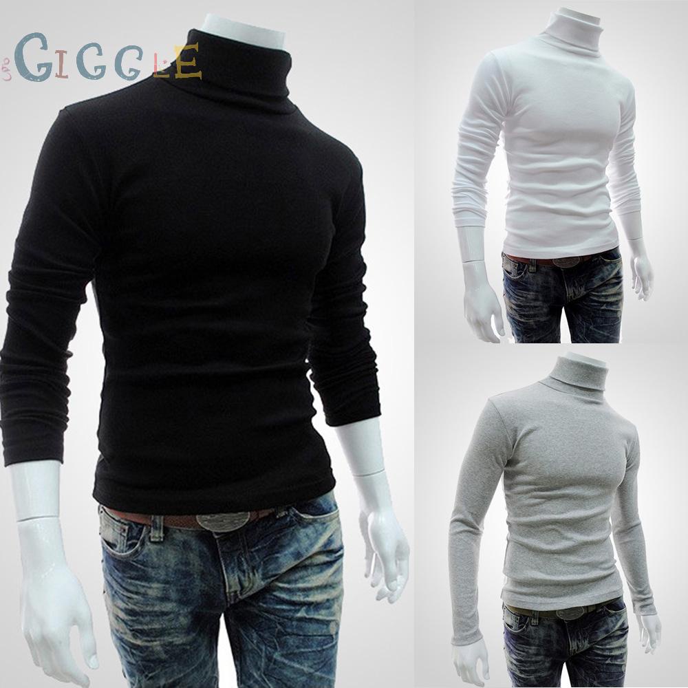 Mens Slim Turtleneck Long Sleeve Tops Pullover Warm Stretch Knitwear Sweater  hot sale readystock 2021