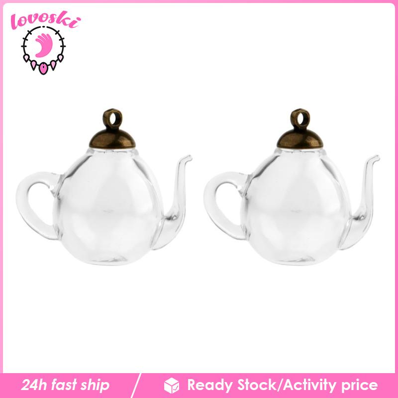 Set 2 Bình Điều Ước Trà Mini Bằng Thủy Tinh Rỗng Màu Vàng Kim Thủ Công