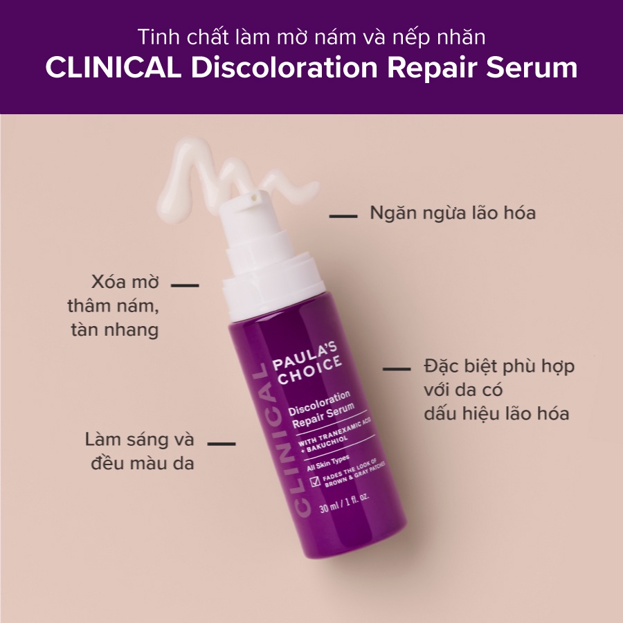 Tinh Chất Làm Mờ Thâm Nám và Đều Màu Da Tối Ưu Paula's Choice Clinical Discoloration Repair Serum 30ml