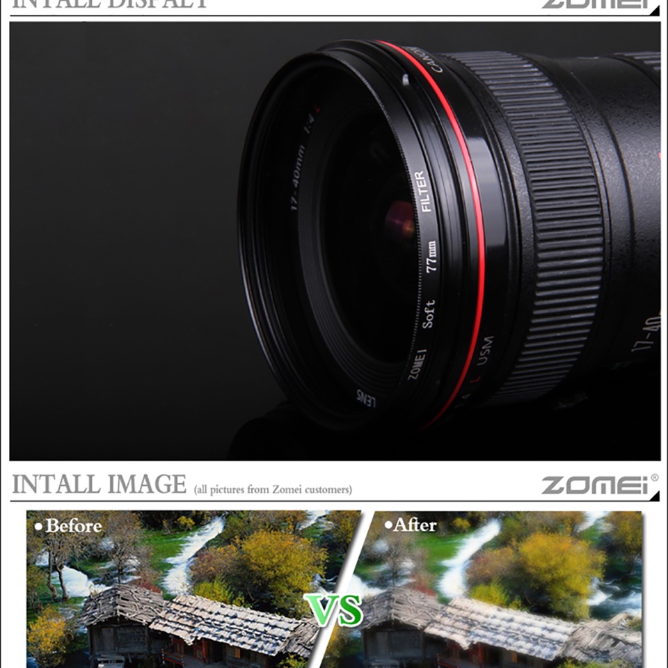 Kính Lọc Hiệu Ứng ZOMEI 52 / 55 / 58 / 62 / 67 / 72 / 77 / 82mm Cho Máy Ảnh SLR DSLR