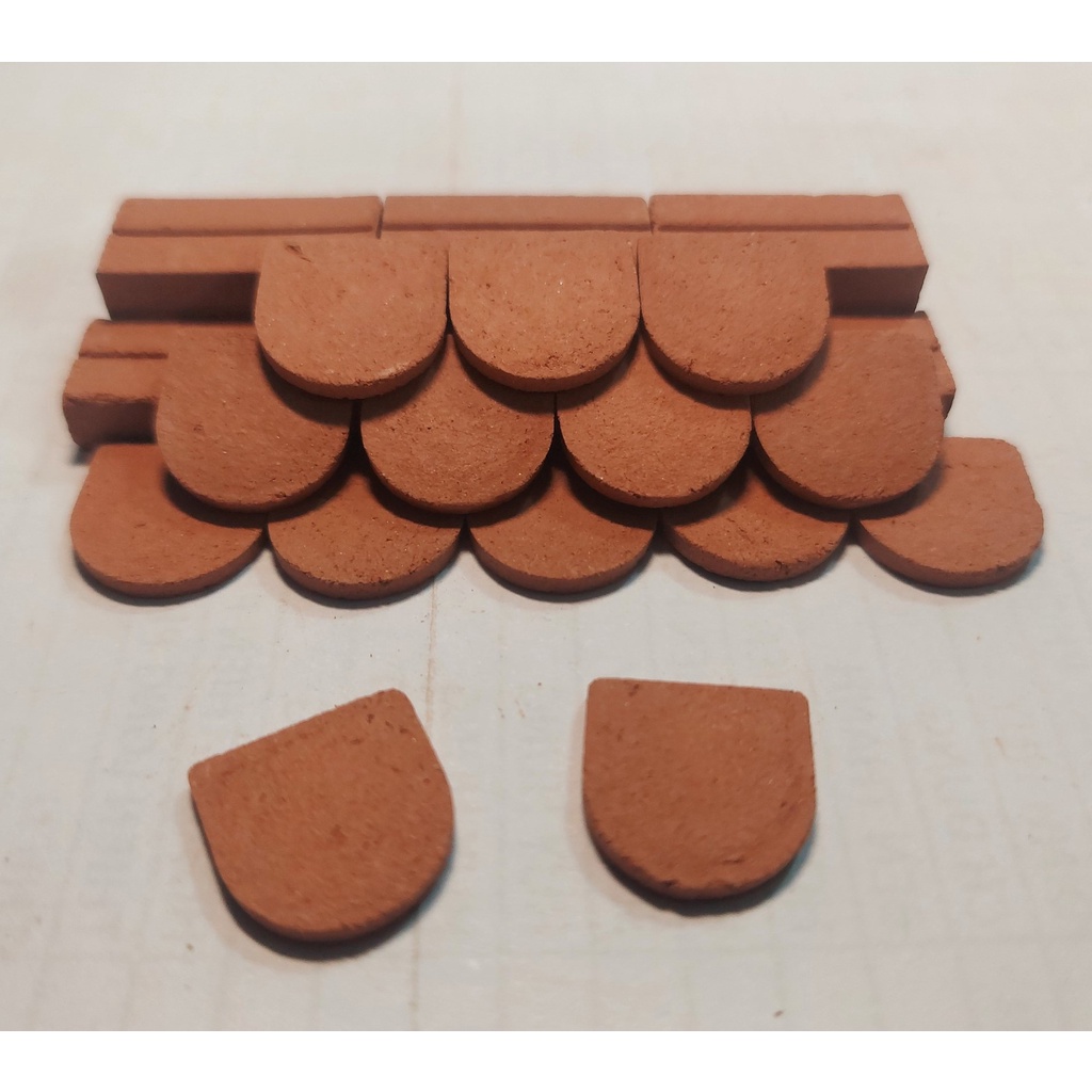 100 viên - NGÓI TRÒN Mini 1/10, 1/20, Gạch Ngói Đất Sét Nung Mô Hình, Tiểu Cảnh