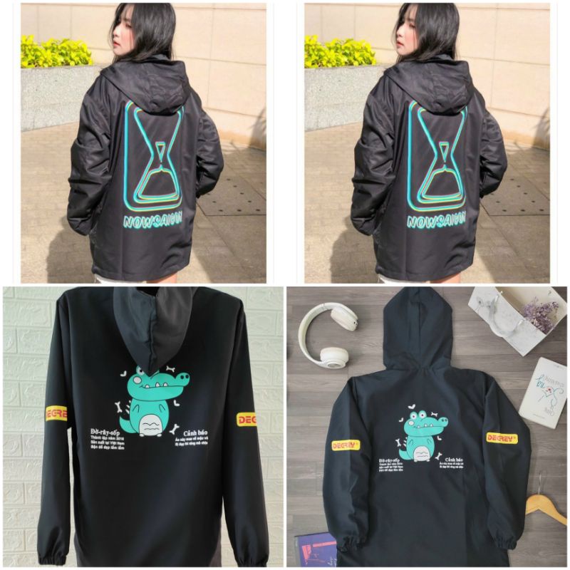 Áo Khoác Dù Cá Sấu Nam Nữ 💖FREESHIP RẺ ĐẸP💖 Áo Gió Màu Đen - Khoác Chống Nắng Cặp Đôi Couple Mặc Cute