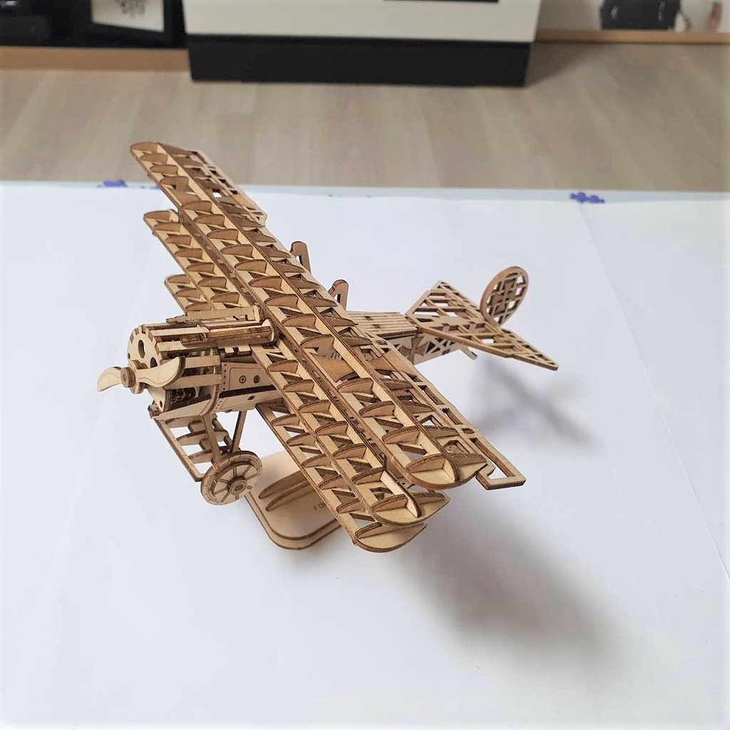 Mô Hình Gỗ 3D Lắp Ráp ROBOTIME Máy Bay Bi-Plane TG301 [chưa ráp]